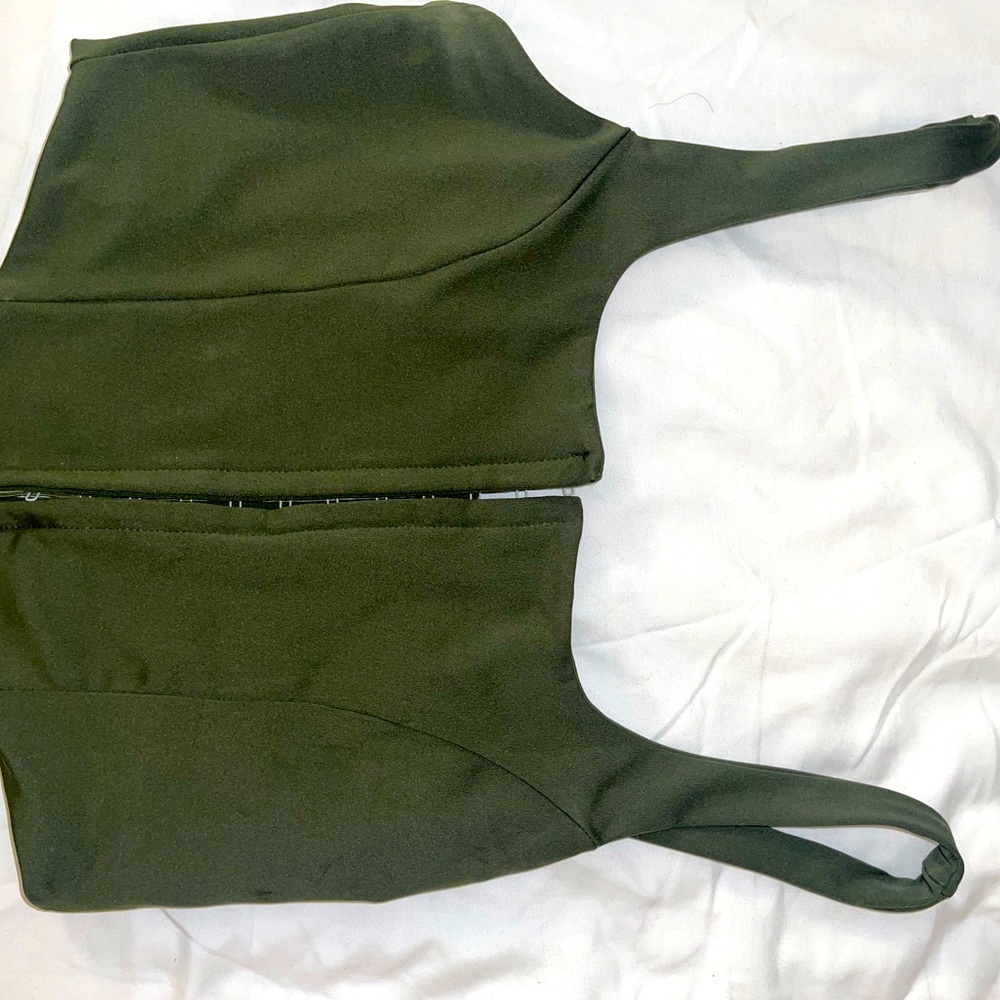 Army Green Button Up Tube Top